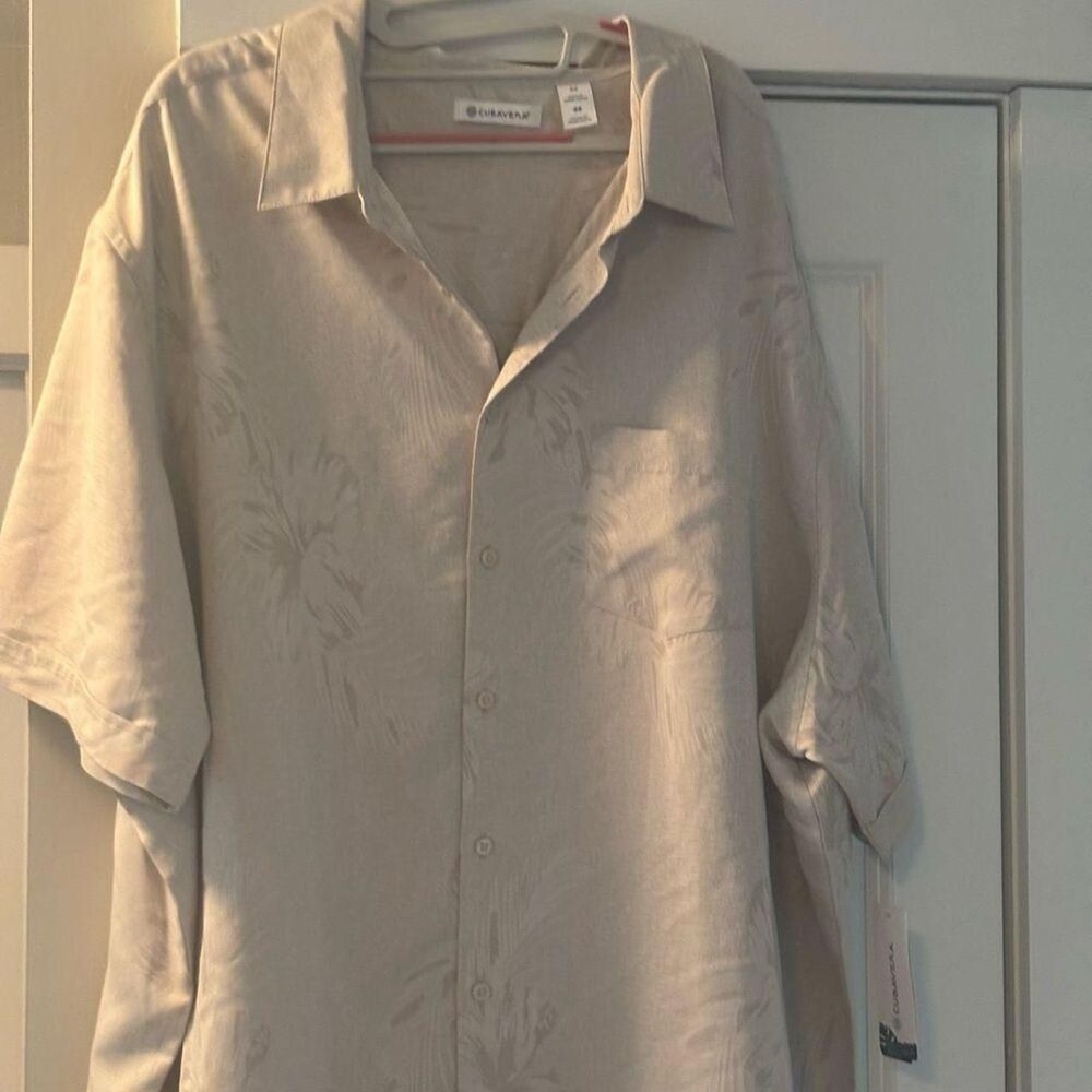 NWT Cubavera Two-Tone Floral Short Sleeve Button-Down — Size 4XL